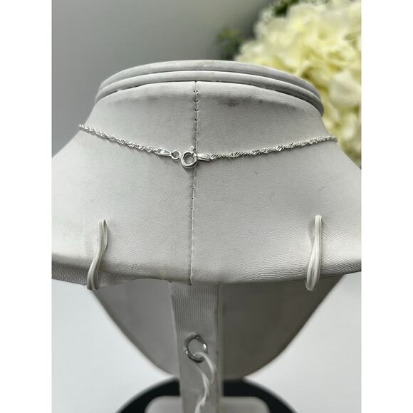 Blue Topaz Marquis Shaped Flower Pendant and Sterling Silver Singapore Chain 20” - Picture 7 of 9